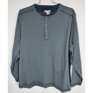 Carbon 2 Cobalt Gray Henley Heavyweight Long Sleeve Henley Shirt Men's XXL Work